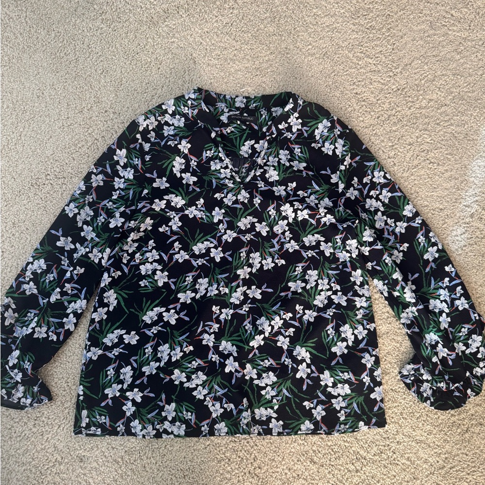 Banana Republic Floral Black Women's Top